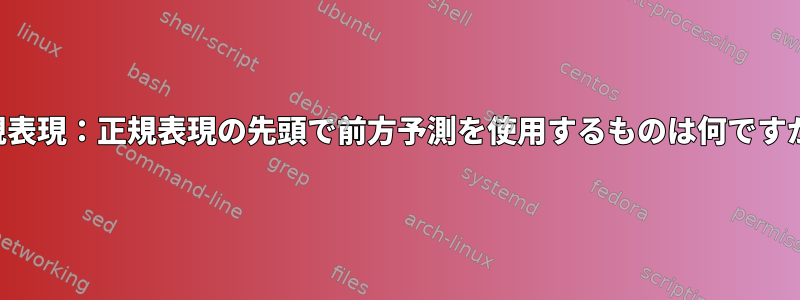 正規表現：正規表現の先頭で前方予測を使用するものは何ですか？