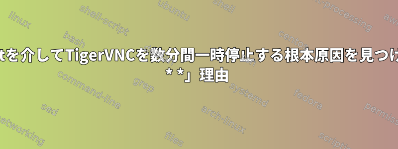 ComCastを介してTigerVNCを数分間一時停止する根本原因を見つける、「* * *」理由
