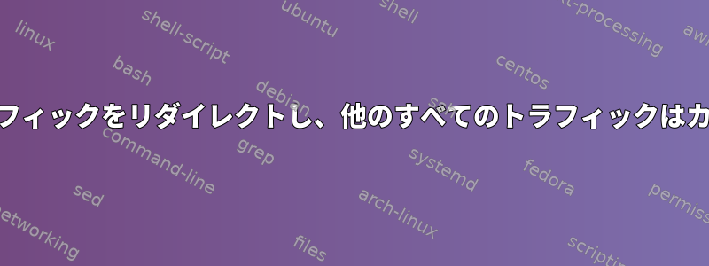 トンネルインターフェイスを介してDNSトラフィックをリダイレクトし、他のすべてのトラフィックはカーネルルーティングテーブルを使用します。