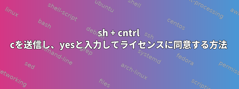 sh + cntrl cを送信し、yesと入力してライセンスに同意する方法