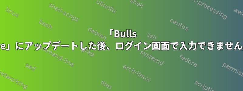 「Bulls Eye」にアップデートした後、ログイン画面で入力できません。