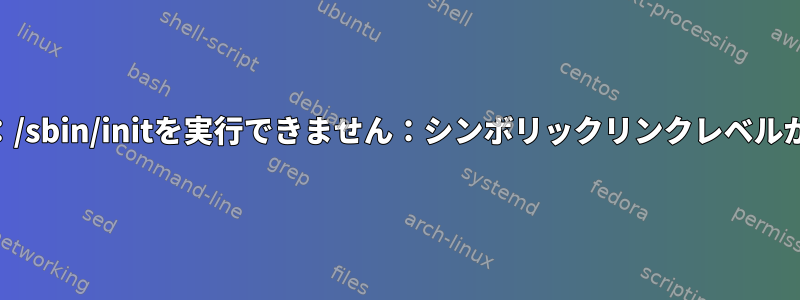 switch_root：/sbin/initを実行できません：シンボリックリンクレベルが多すぎます。