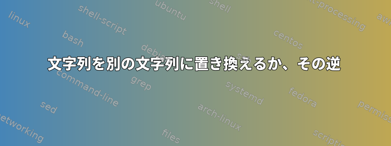 文字列を別の文字列に置き換えるか、その逆