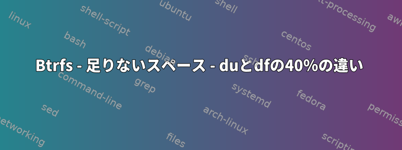 Btrfs - 足りないスペース - duとdfの40％の違い