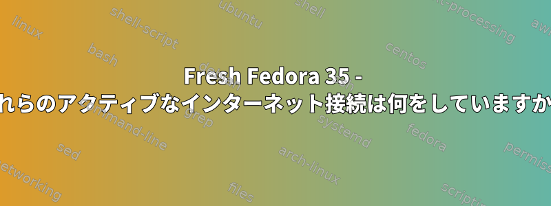 Fresh Fedora 35 - これらのアクティブなインターネット接続は何をしていますか？