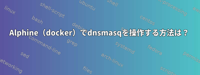 Alphine（docker）でdnsmasqを操作する方法は？