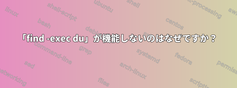 「find -exec du」が機能しないのはなぜですか？