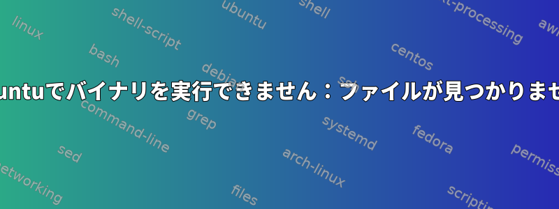 Ubuntuでバイナリを実行できません：ファイルが見つかりません