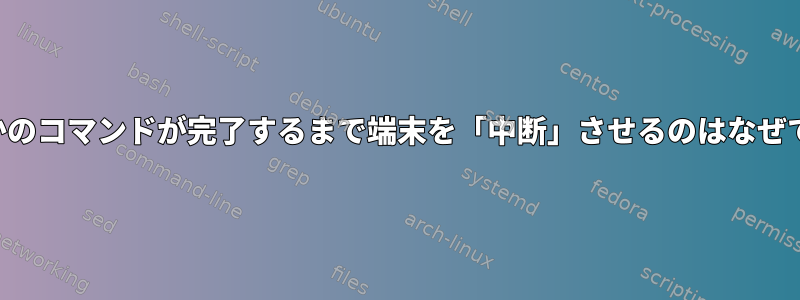 いくつかのコマンドが完了するまで端末を「中断」させるのはなぜですか？