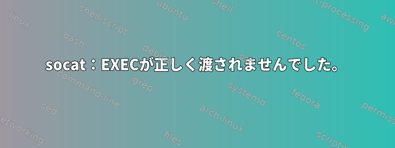 socat：EXECが正しく渡されませんでした。