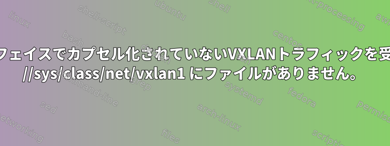 2番目のインターフェイスでカプセル化されていないVXLANトラフィックを受信できません。 //sys/class/net/vxlan1 にファイルがありません。