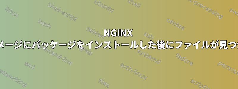 NGINX Dockerイメージにパッケージをインストールした後にファイルが見つかりません