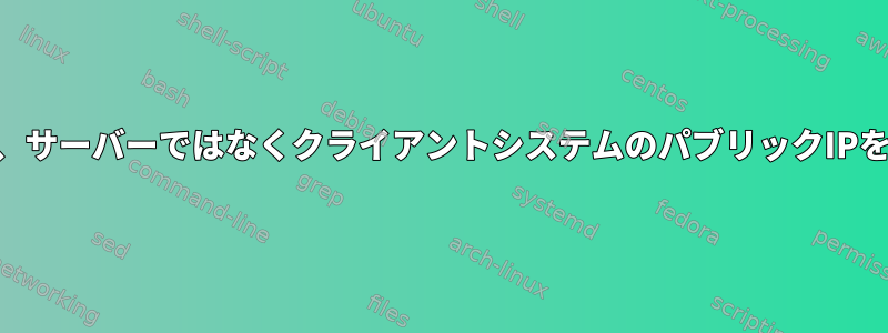 dnsutilsは、サーバーではなくクライアントシステムのパブリックIPを指します。