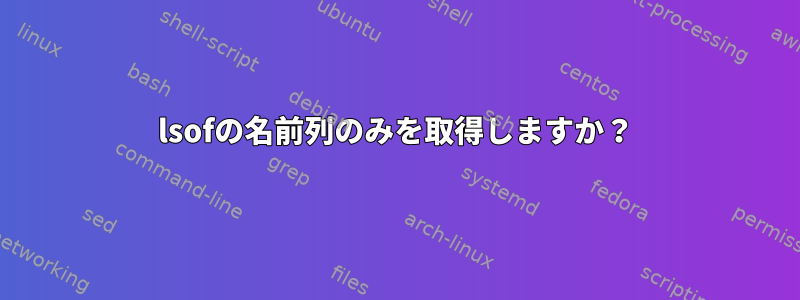 lsofの名前列のみを取得しますか？