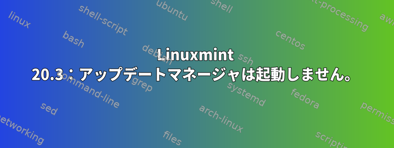 Linuxmint 20.3：アップデートマネージャは起動しません。