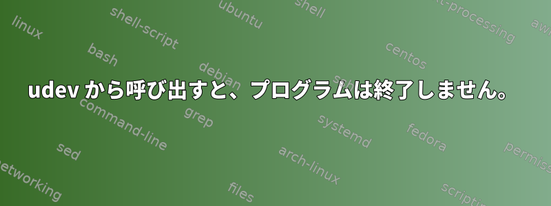 udev から呼び出すと、プログラムは終了しません。