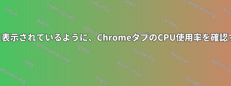 Chromeタスクマネージャに表示されているように、ChromeタブのCPU使用率を確認するコマンドラインコマンド