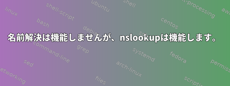 名前解決は機能しませんが、nslookupは機能します。