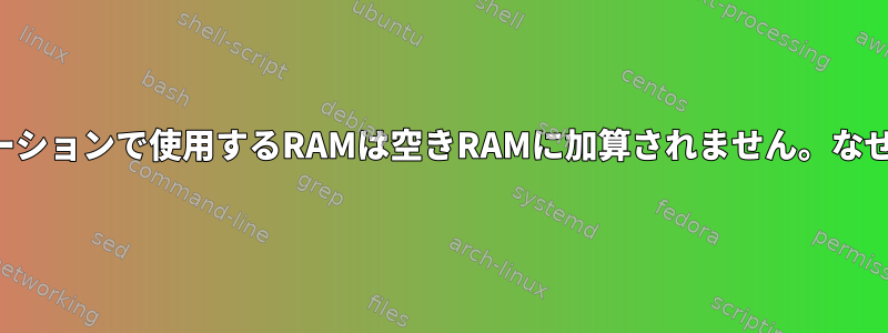 アプリケーションで使用するRAMは空きRAMに加算されません。なぜですか？