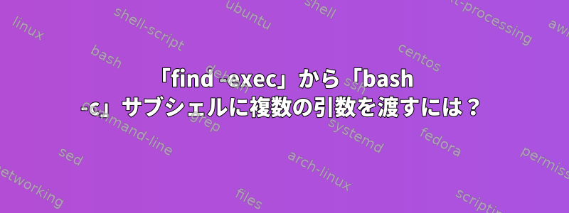 「find -exec」から「bash -c」サブシェルに複数の引数を渡すには？