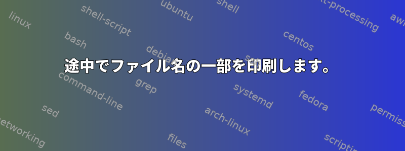 途中でファイル名の一部を印刷します。