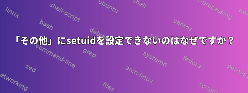 「その他」にsetuidを設定できないのはなぜですか？