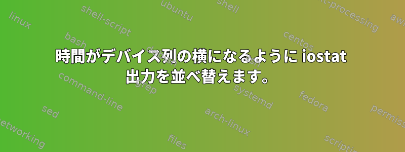 時間がデバイス列の横になるように iostat 出力を並べ替えます。