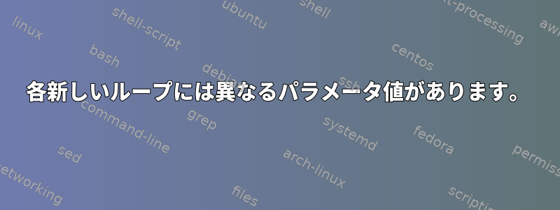 各新しいループには異なるパラメータ値があります。