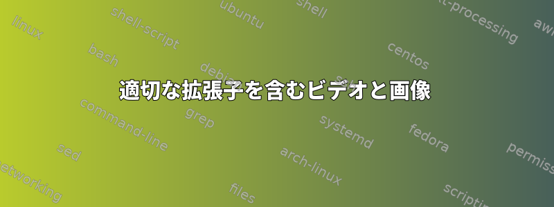 適切な拡張子を含むビデオと画像