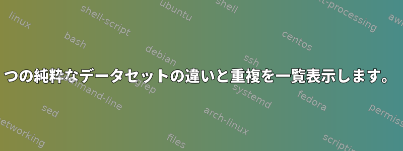 2 つの純粋なデータセットの違いと重複を一覧表示します。