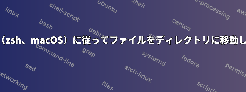 拡張子（zsh、macOS）に従ってファイルをディレクトリに移動します。