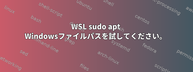 WSL sudo apt Windowsファイルパスを試してください。