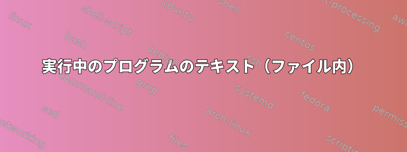 実行中のプログラムのテキスト（ファイル内）