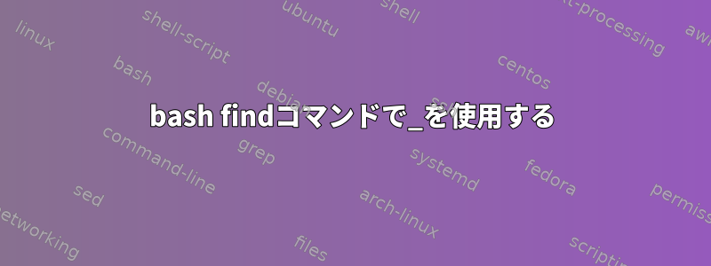 bash findコマンドで_を使用する