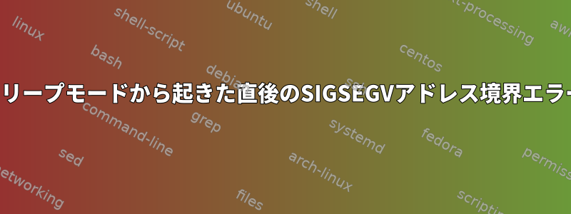 スリープモードから起きた直後のSIGSEGVアドレス境界エラー