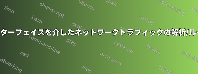 特定のインターフェイスを介したネットワークトラフィックの解析/ルーティング