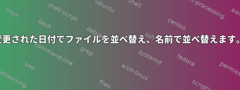 変更された日付でファイルを並べ替え、名前で並べ替えます。