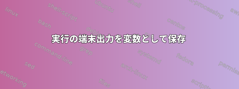 実行の端末出力を変数として保存