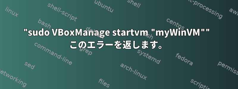 "sudo VBoxManage startvm "myWinVM"" このエラーを返します。