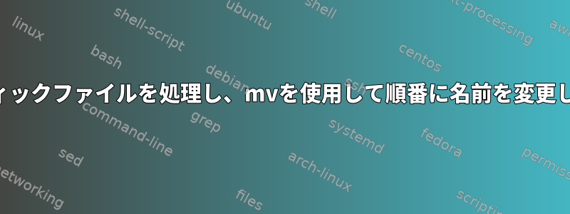 グラフィックファイルを処理し、mvを使用して順番に名前を変更します。