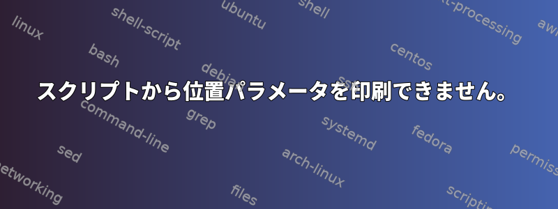 スクリプトから位置パラメータを印刷できません。