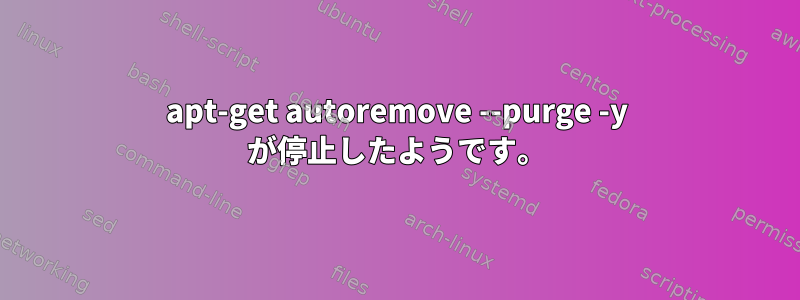 apt-get autoremove --purge -y が停止したようです。