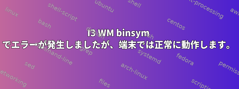 I3 WM binsym でエラーが発生しましたが、端末では正常に動作します。