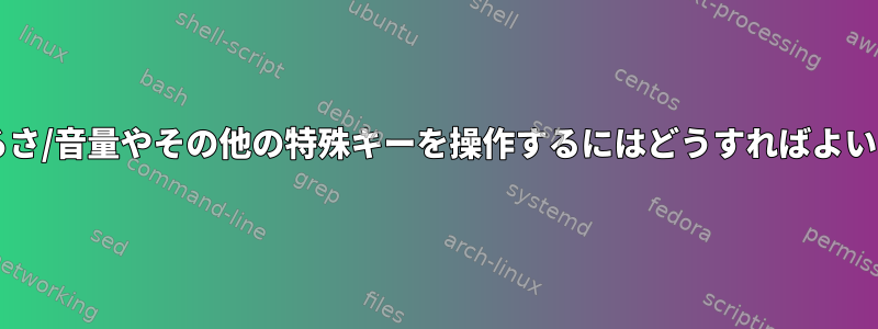 ttyで明るさ/音量やその他の特殊キーを操作するにはどうすればよいですか？