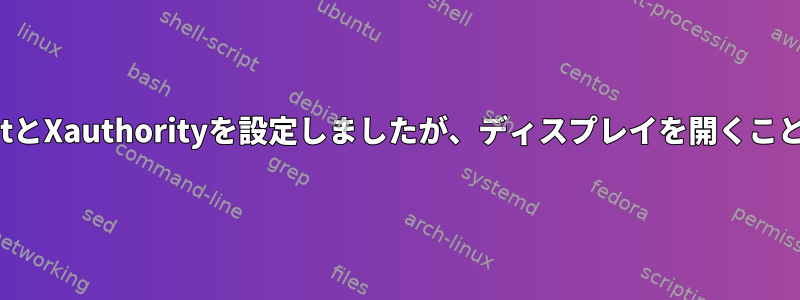 Xtエラー：xhostとXauthorityを設定しましたが、ディスプレイを開くことができません。