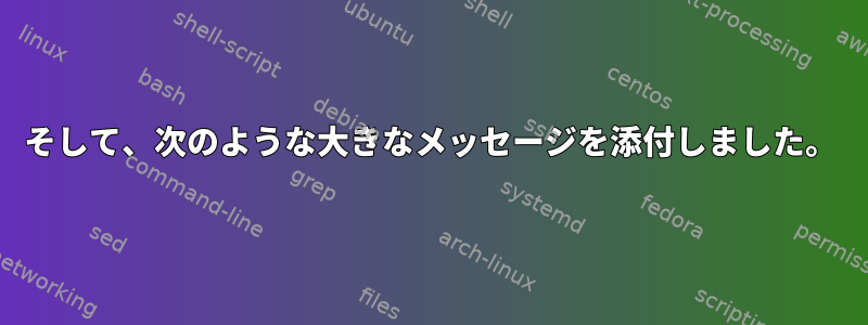 そして、次のような大きなメッセージを添付しました。