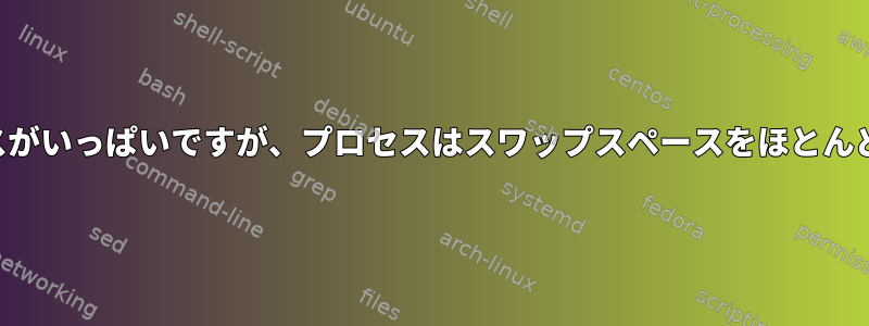 スワップスペースがいっぱいですが、プロセスはスワップスペースをほとんど使用しません。