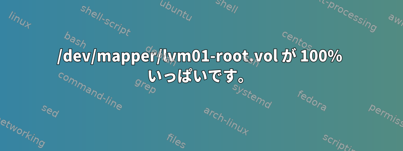 /dev/mapper/lvm01-root.vol が 100% いっぱいです。