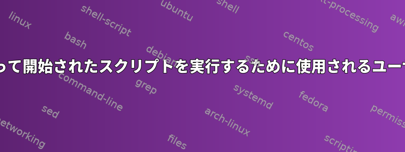 udevルールによって開始されたスクリプトを実行するために使用されるユーザーは何ですか？