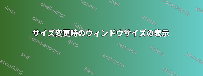 サイズ変更時のウィンドウサイズの表示